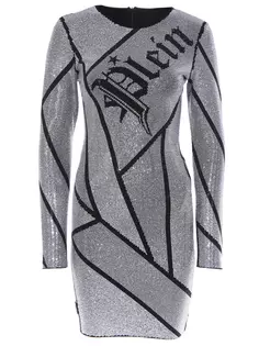Трикотажное платье с принтом Philipp Plein