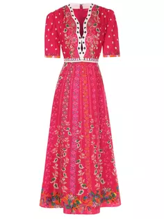 Платье шелковое с принтом Saloni