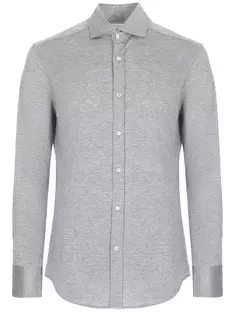 Рубашка из шелка и хлопка Slim Fit Brunello Cucinelli