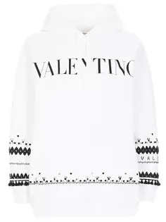 Худи хлопковое с принтом Valentino