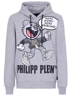Худи хлопковое с принтом Philipp Plein