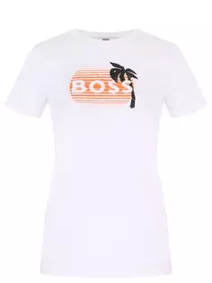 Футболка хлопковая с принтом Boss