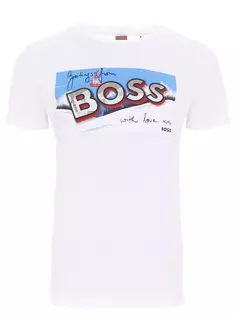 Футболка хлопковая с принтом Boss