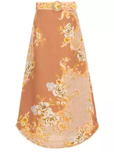 Юбка льняная с принтом Zimmermann