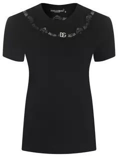 Футболка хлопковая с кружевом Dolce & Gabbana