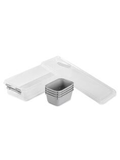Контейнер для хранения GRAND серый 4 секции 14x36,5x9см низкий HOBBY LIFE HL021064GR