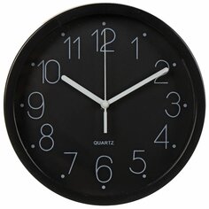 Часы настенные, 20 см, круглые, пластик, стекло, черные, Y6-6086