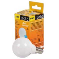 Лампа светодиодная E14, 5 Вт, 220 В, шар, 2700 К, свет теплый белый, Ecola, G45, LED