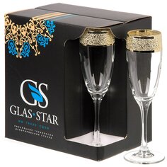 Бокал для шампанского, 175 мл, стекло, 6 шт, Glasstar, Бисер 3 лат, KLN04_1687_3