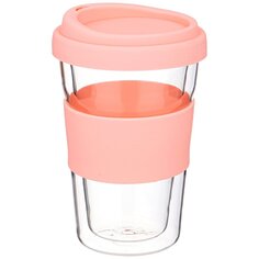Стакан 330 мл, стекло, Double Wall, двойные стенки, с силикон крышкой, 250-151