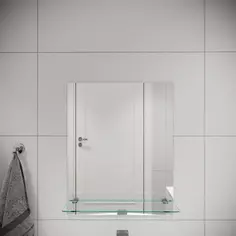 Зеркало для ванной Omega Glass NNKP003М с полкой 40x50 см прямоугольное Без бренда