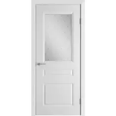 Дверь межкомнатная Стелла остеклённая эмаль цвет белый 90x200 см (с замком и петлями) VFD