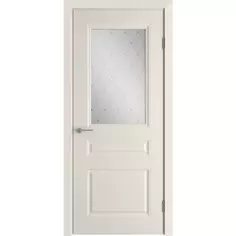 Дверь межкомнатная Стелла остеклённая эмаль цвет слоновая кость 90x200 см (с замком и петлями) VFD