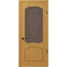 Дверь межкомнатная хелли остекленная шпон цвет дуб натуральный 80x200 см Без бренда