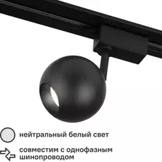 Трековый светильник светодиодный Ball 8 Вт однофазный цвет черный Без бренда
