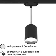 Трековый светильник спот подвесной светодиодный Ritter Artline 80x100мм до 1м 12Вт до 4.2м² 4000К металл чёрный