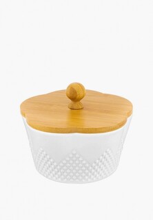 Контейнер для хранения продуктов Elan Gallery 760 мл 14,8х14,8х11,5 см Ромбики с деревянной крышкой