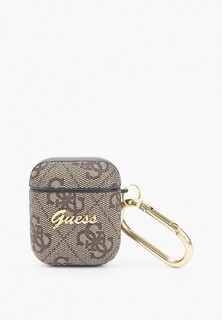 Чехол для наушников Guess Airpods 1/2, PU leather 4G with metal logo and carabin Brown