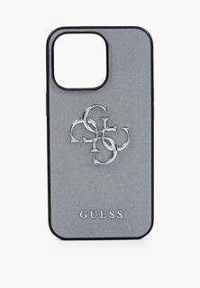 Чехол для iPhone Guess 13 Pro, PU Saffiano 4G Big metal logo Grey
