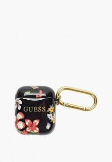Чехол для наушников Guess Airpods, Silicone case with ring Flower N.4 Black