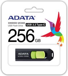 Накопитель USB 3.2 256GB ADATA UC300 Type-C, черный/зеленый