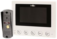 Комплект Smartec ST-MS604S-WT монитор видеодомофона 4" и панель вызова 600ТВЛ, 4-х проводная линия связи, встроенный блок питания, белый монитор