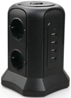 Сетевой фильтр TESSAN TP-VB4U6E Black 6 евророзеток 220В и 4 USB и кн. питания, 2500Вт, до 10А, кабель 2м, защита от перегрузки (80001851)