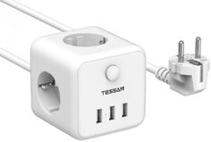 Сетевой фильтр TESSAN TS-301 White 3 евророзетки 220В и 3 USB и кн. питания, 2500Вт, до 10А, кабель 1,5м (80001820)