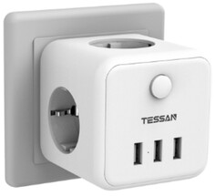 Сетевой фильтр TESSAN TS-301-DE White 3 евророзетки 220В и 3 USB и кн. питания, 2500Вт, до 10А (80001834)