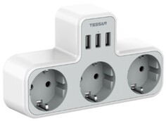 Сетевой фильтр TESSAN TS-323 Grey 3 евророзетки 220В и 3 USB порта, 3600Вт, до 10А (80001844)