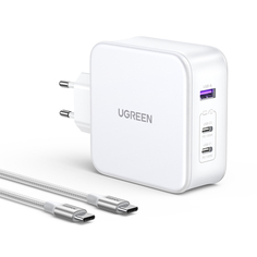 Зарядное устройство сетевое UGREEN CD289 15339_ Nexode USB-A/2*USB-C, 140W, с кабелем USB-C к USB-C, 2м, белый