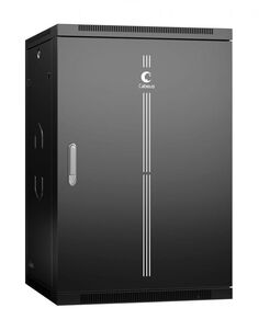 Шкаф настенный 19", 18U Cabeus SH-05F-18U60/45m-R-BK 600x450x901mm (ШхГхВ) дверь металл, цвет черный (RAL 9004)