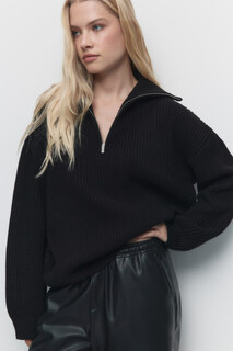 джемпер женский Свитер oversize вязаный с воротником на молнии Befree