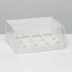 Кондитерская складная коробка для 12 капкейков белая, 31 x 24 x 14 см Upak Land