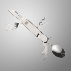 Нож перочинный stinger, 8 функций, рукоять - нержавеющая сталь, серебристый, 11 см NO Brand