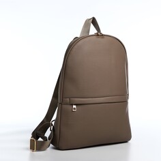 Рюкзак на молнии, 2 наружных кармана, цвет коричневый NO Brand