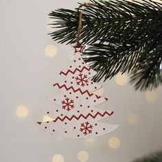 Подвески дерево,4 шт, набор белый Зимнее волшебство