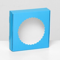 Подарочная коробка сборная с окном, 11,5 х 11,5 х 3 см , голубой Upak Land