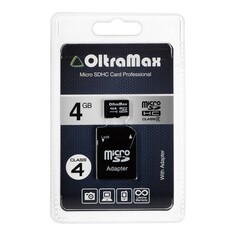 Карта памяти oltramax microsd, 4 гб, sdhc, класс 4, с адаптером sd NO Brand