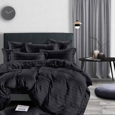 Постельное белье 2-спальное, простынь 175 х 215 см, 2 наволочки 70х70 см, пододеяльник 220х240 см, Stripe, страйп-полисатин, 19-3908 темно-коричневый