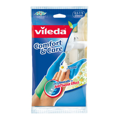 Перчатки Vileda Comfort&Care для чувствительной кожи с кремом S