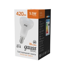 Лампа Gauss Basic R50 5,5W 420lm 3000K E14 LED 1/10/100