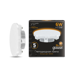 Лампа Gauss LED GX53 6W 460lm 3000K 1/10/50