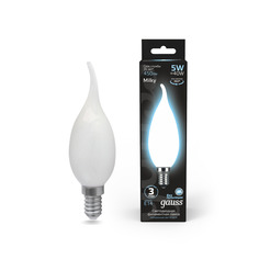 Лампа Gauss LED Filament Свеча на ветру OPAL E14 5W 450lm 4100К 1/10/50