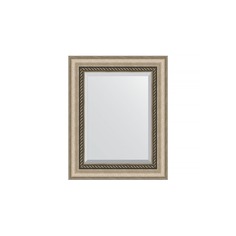 Зеркало с фацетом в багетной раме Evoform состаренное серебро с плетением 70 мм 43х53 см