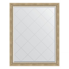 Зеркало с гравировкой в багетной раме Evoform состаренное серебро с плетением 70 мм 93x118 см