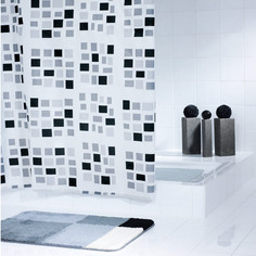 Штора для ванных комнат Stones белый/черный 180Х200 Ridder