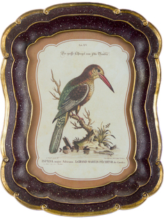 Панно Glasar птица на ветке с красным клювом, 24x18x2 см ГЛАСАР