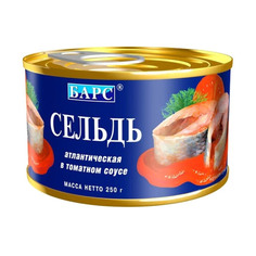 Сельдь Барс в томатном соусе 250 г Bars