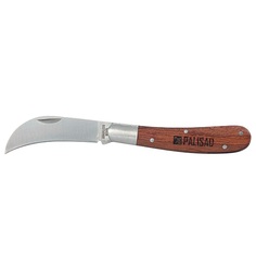 Нож садовый складной Palisad изогнутое лезвие, 170 мм, деревянная рукоятка